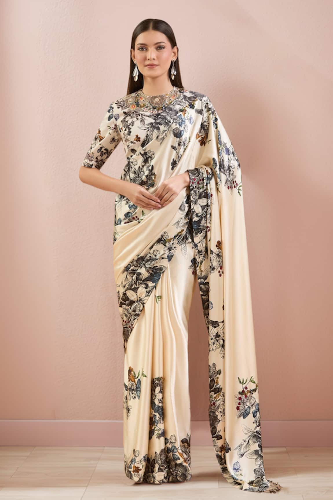 Anamika Khanna Blossom Print Saree Set