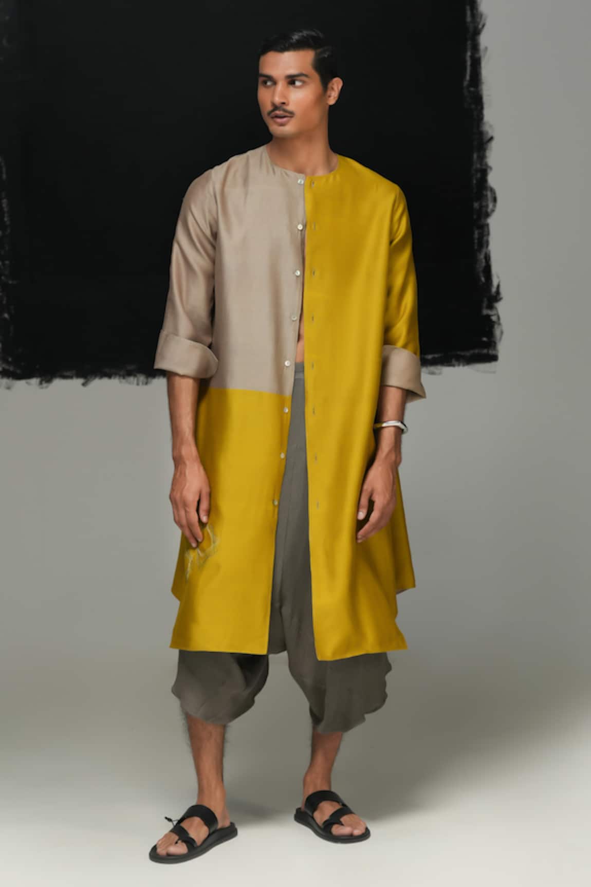 Urvashi Kaur Dusty Pink & Pearl White Handwoven Kurta 