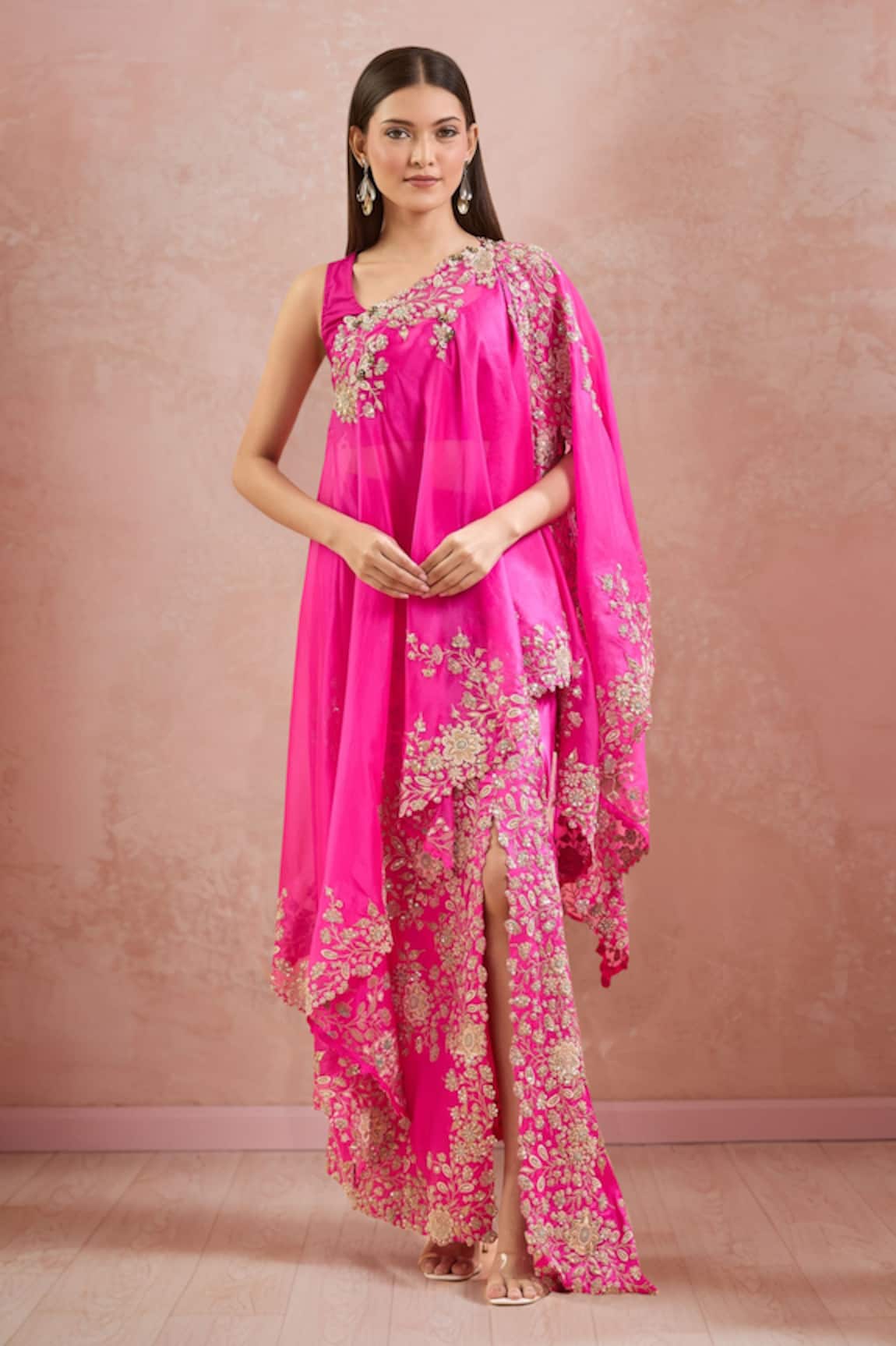 Anamika Khanna Floral Embroidered Cape Skirt Set