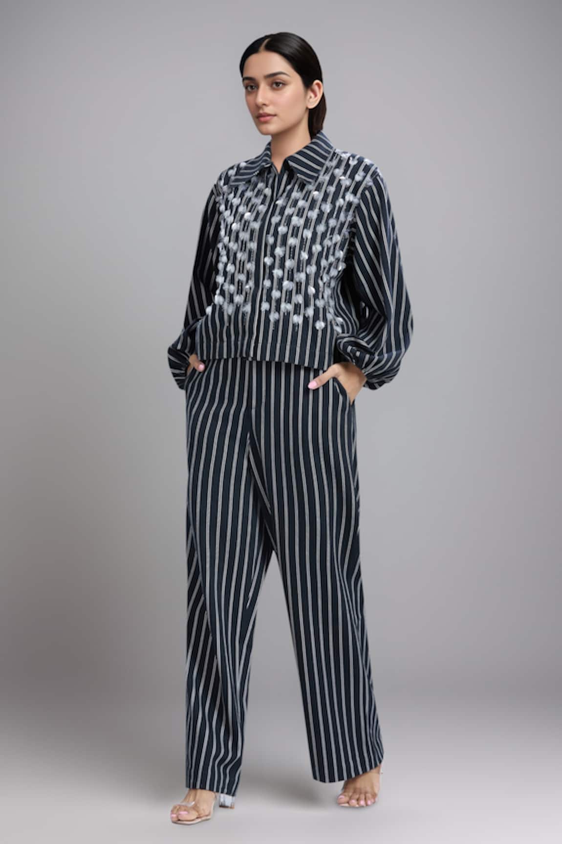 Dhruv Kapoor Multi Striped Wide-Leg Jeans 