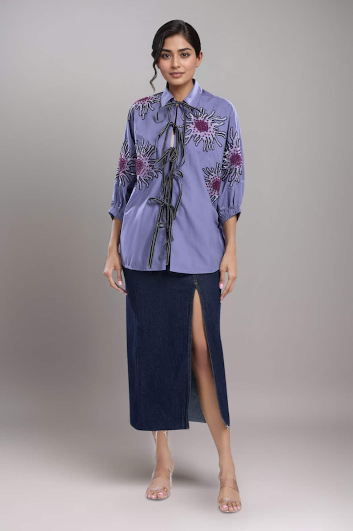 Dhruv Kapoor Lavender Batwing Shirt 