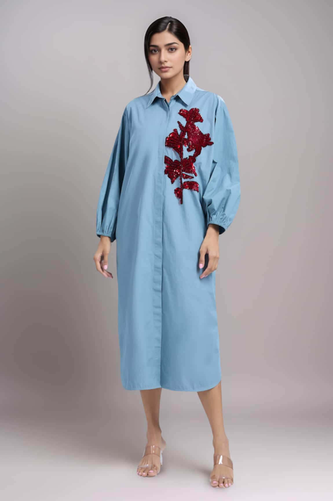 Dhruv Kapoor Blue Stem Shirt Dress 