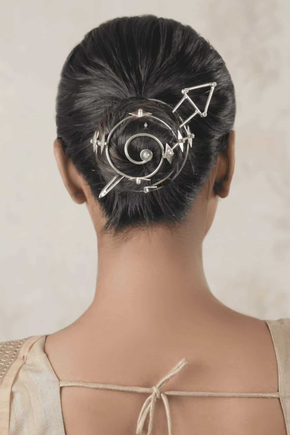 Anana Silver Designer Hair Bun With Stick