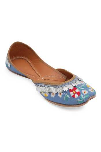NR By Nidhi Rathi Hand-Embroidered Leather Flat Juttis 