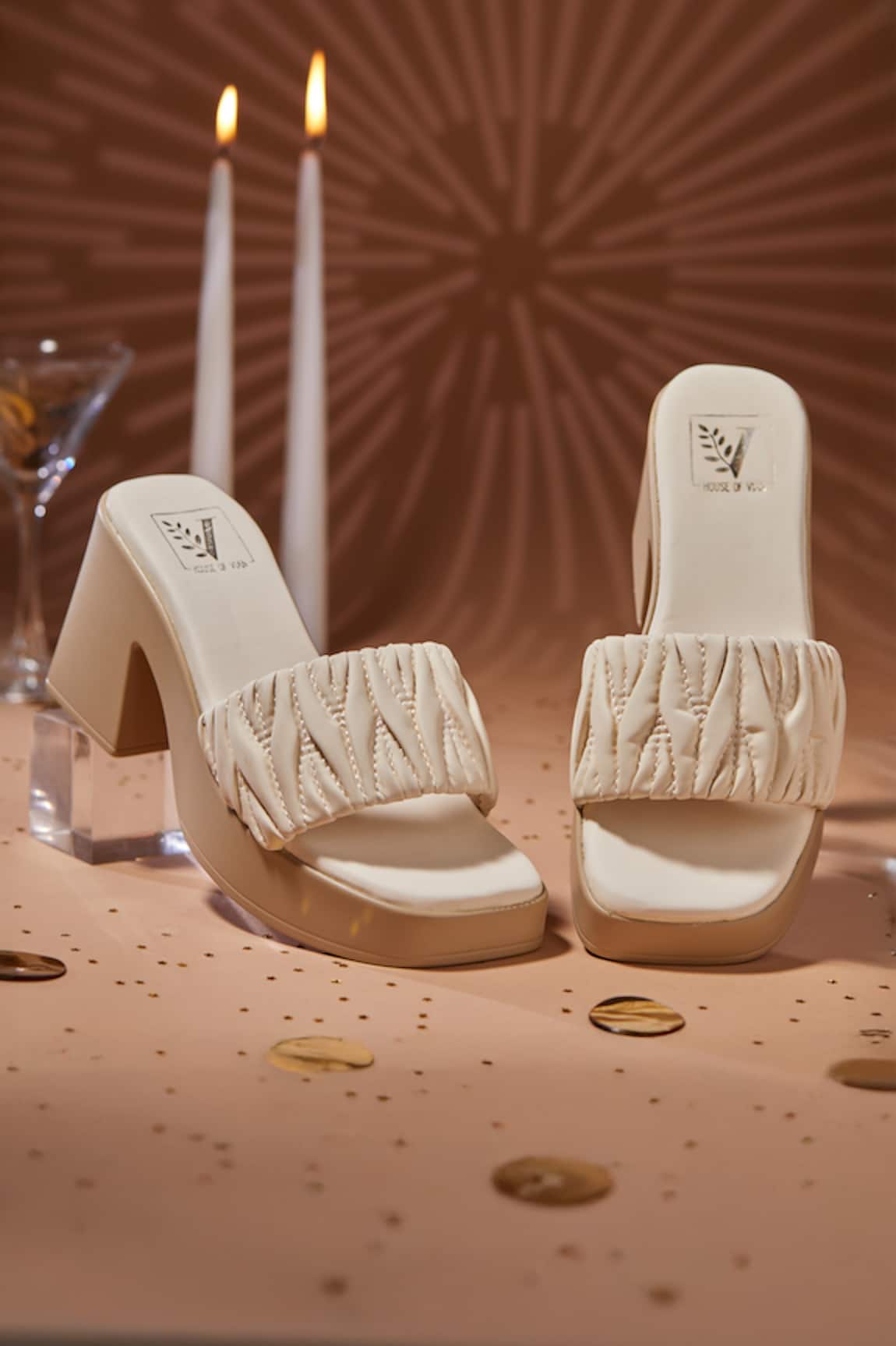 House Of Vian Cream Faux Leather Charlotte Heels 