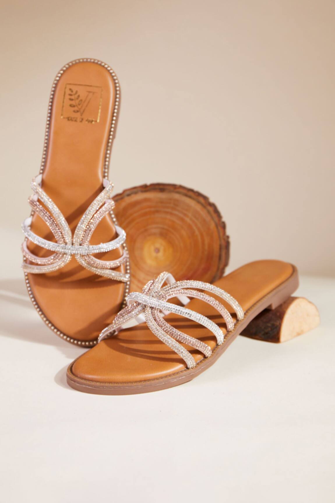House Of Vian Gold Embellished Designer Flats 