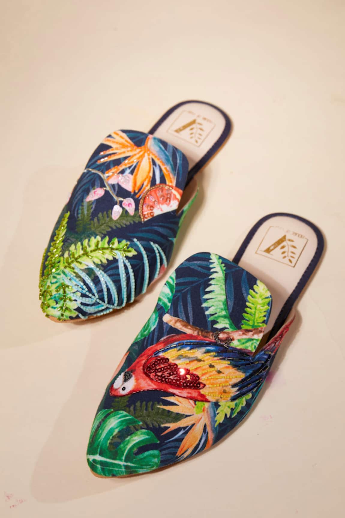 House Of Vian Parrot Paradise Canvas Mules 