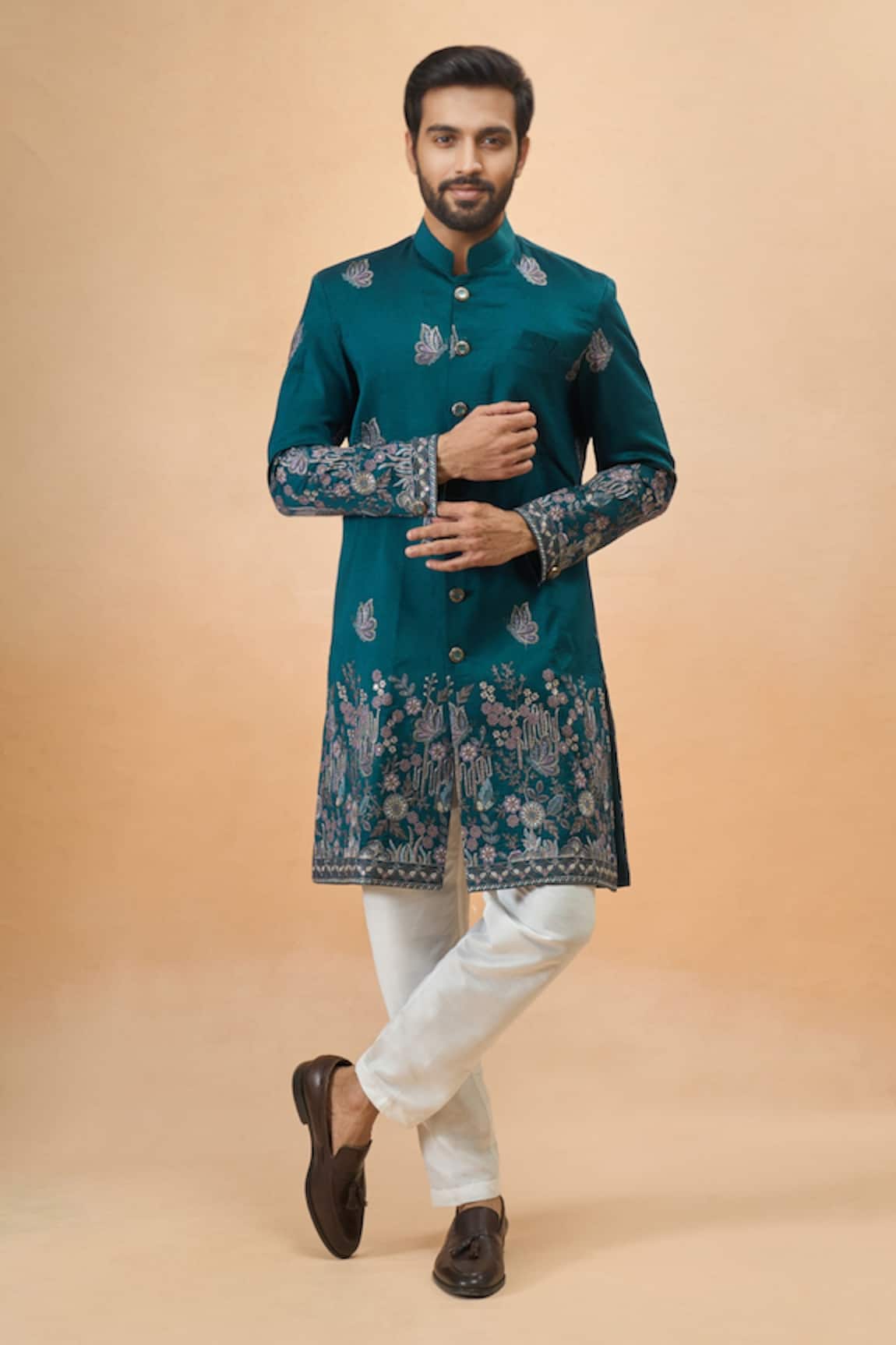 Arihant Rai Sinha Embroidered Silk Sherwani & Pant Set 