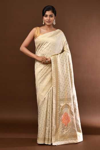 Samyukta Singhania Leaf Woven Banarasi Silk Saree With Running Blouse 