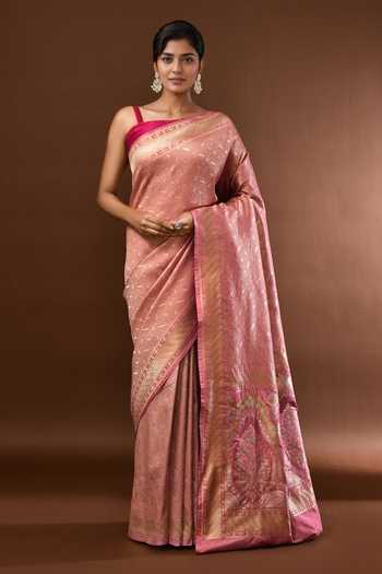Samyukta Singhania Leaf Woven Banarasi Silk Saree With Running Blouse 