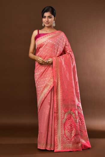 Samyukta Singhania Leaf Woven Banarasi Silk Saree With Running Blouse 
