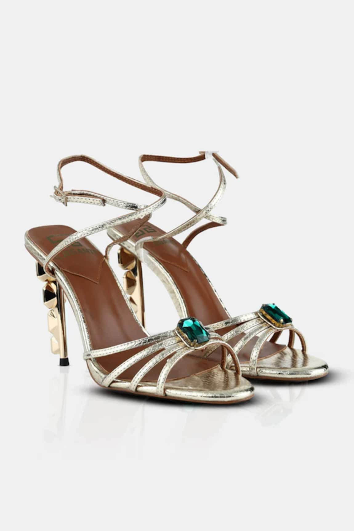 Elleganti Kayrah Embellished Snake Textured Heels 