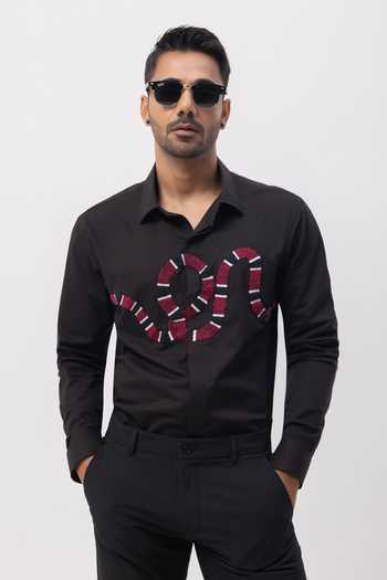 Kaka Calcutta Hand Embroidered Black Shirt 