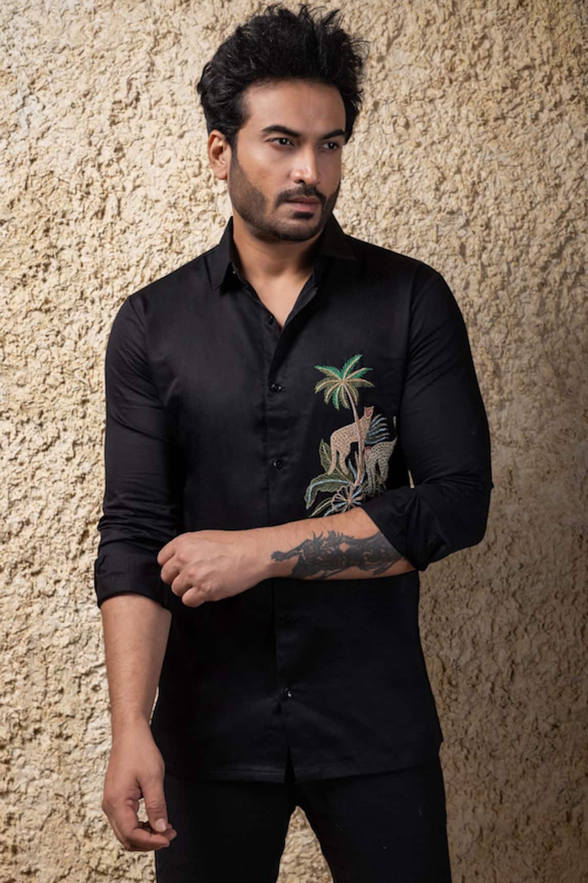 Priyanka Haralalka Black Hand Embroidered Designer Shirt