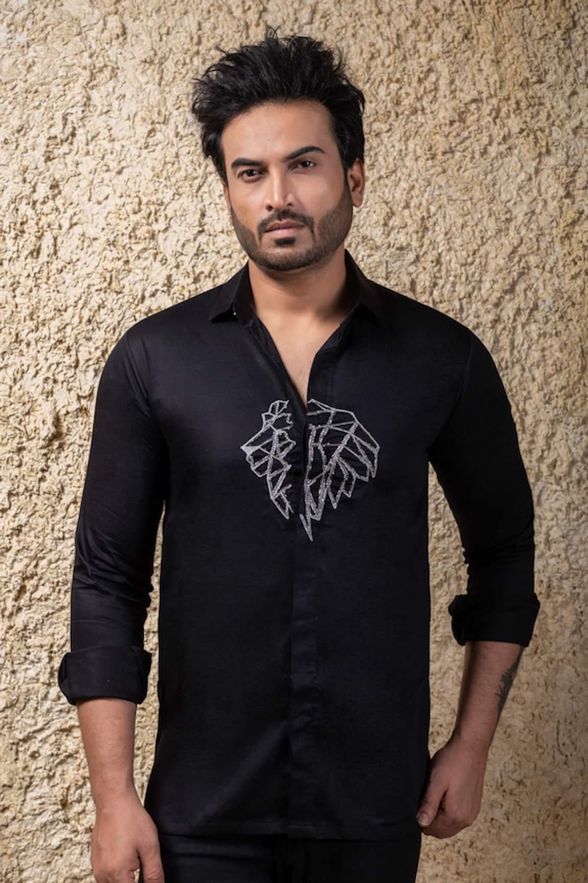 Priyanka Haralalka Black Hand Embroidered Designer Shirt