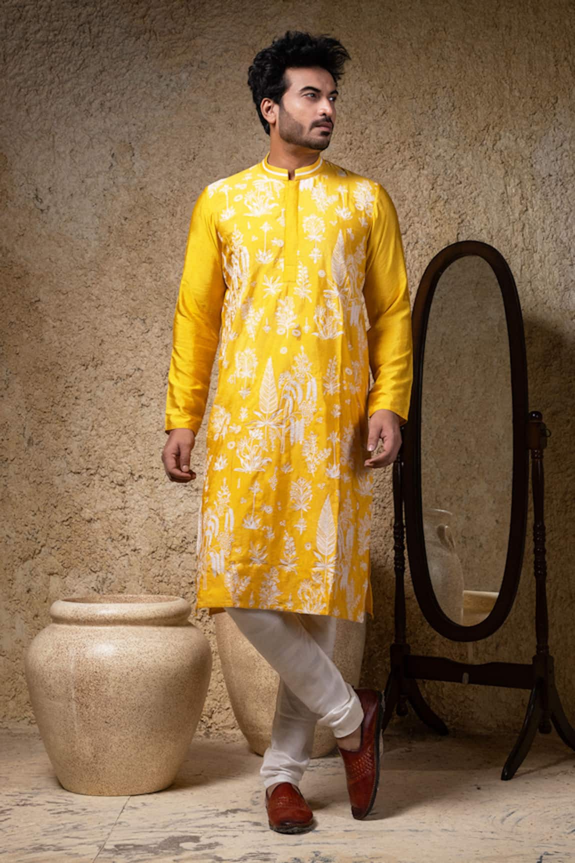 Priyanka Haralalka Yellow Cord Embroidered Kurta Set