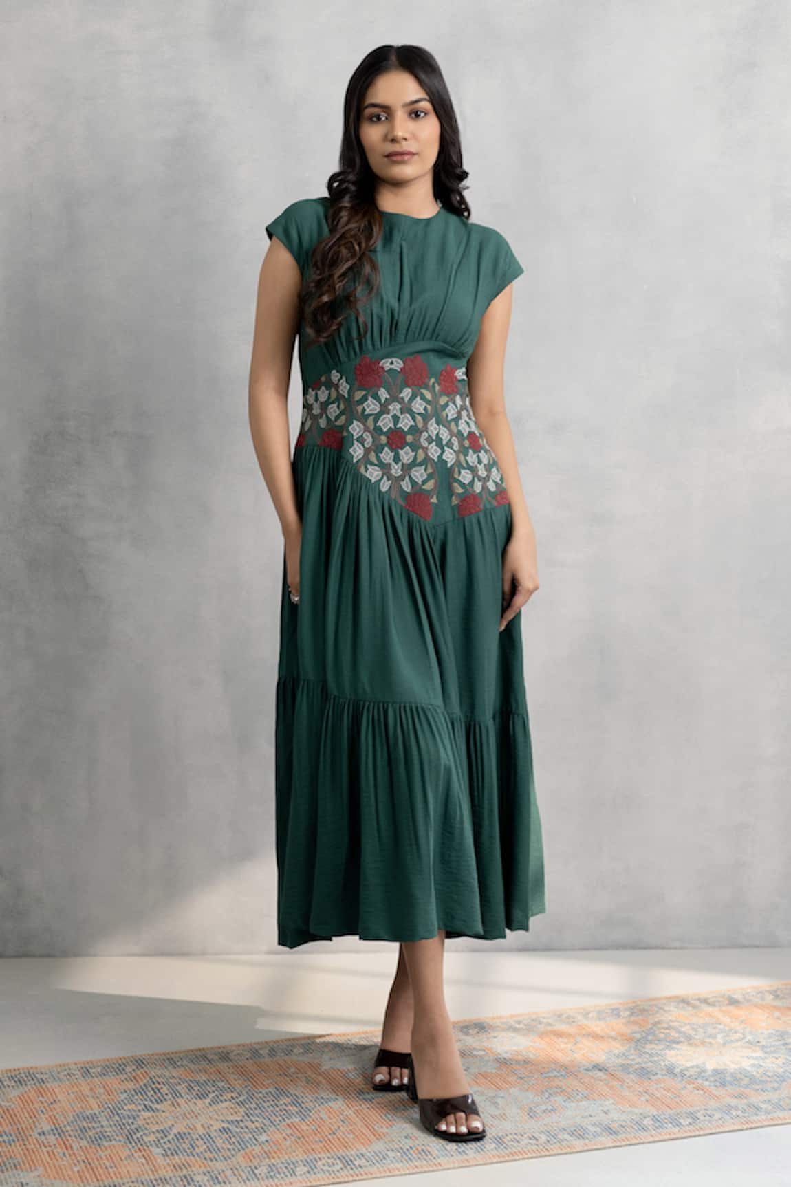 Neelu And Manvi Green Applique Designer Dress