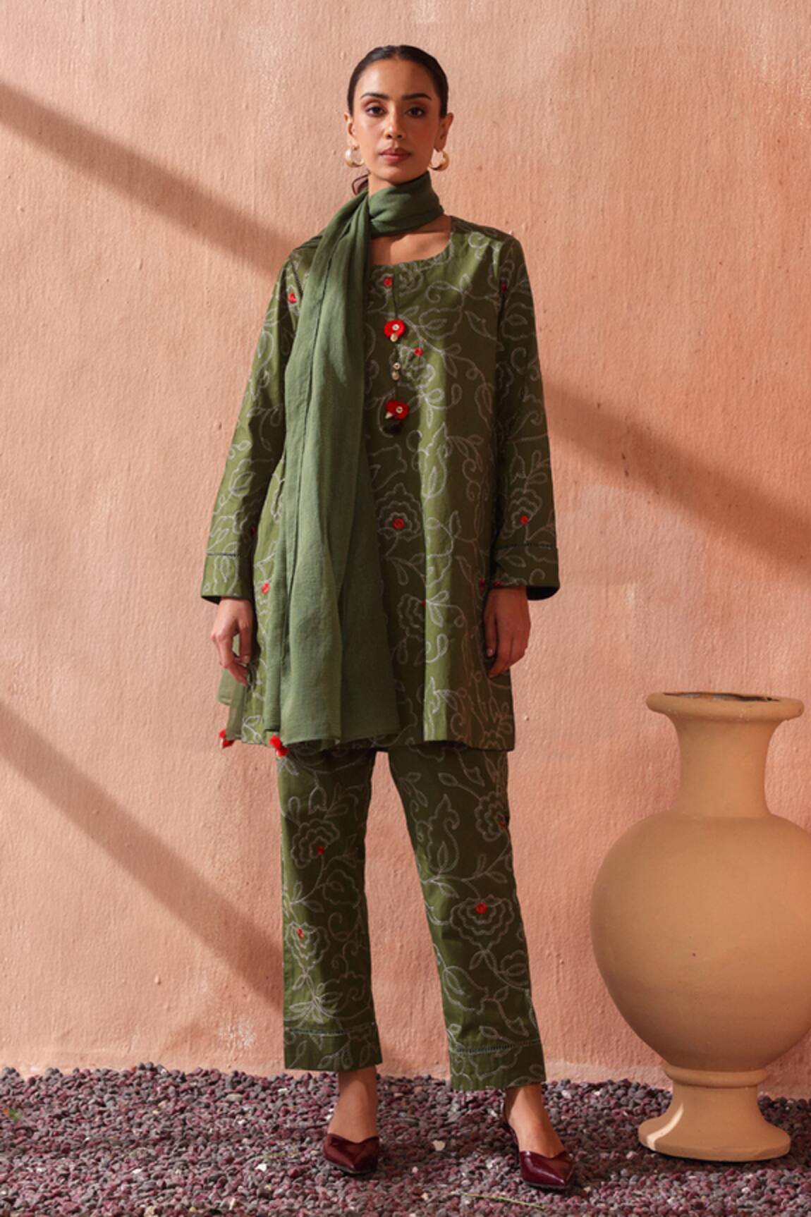 Seema Nanda Olive Green Noor Kurta Set