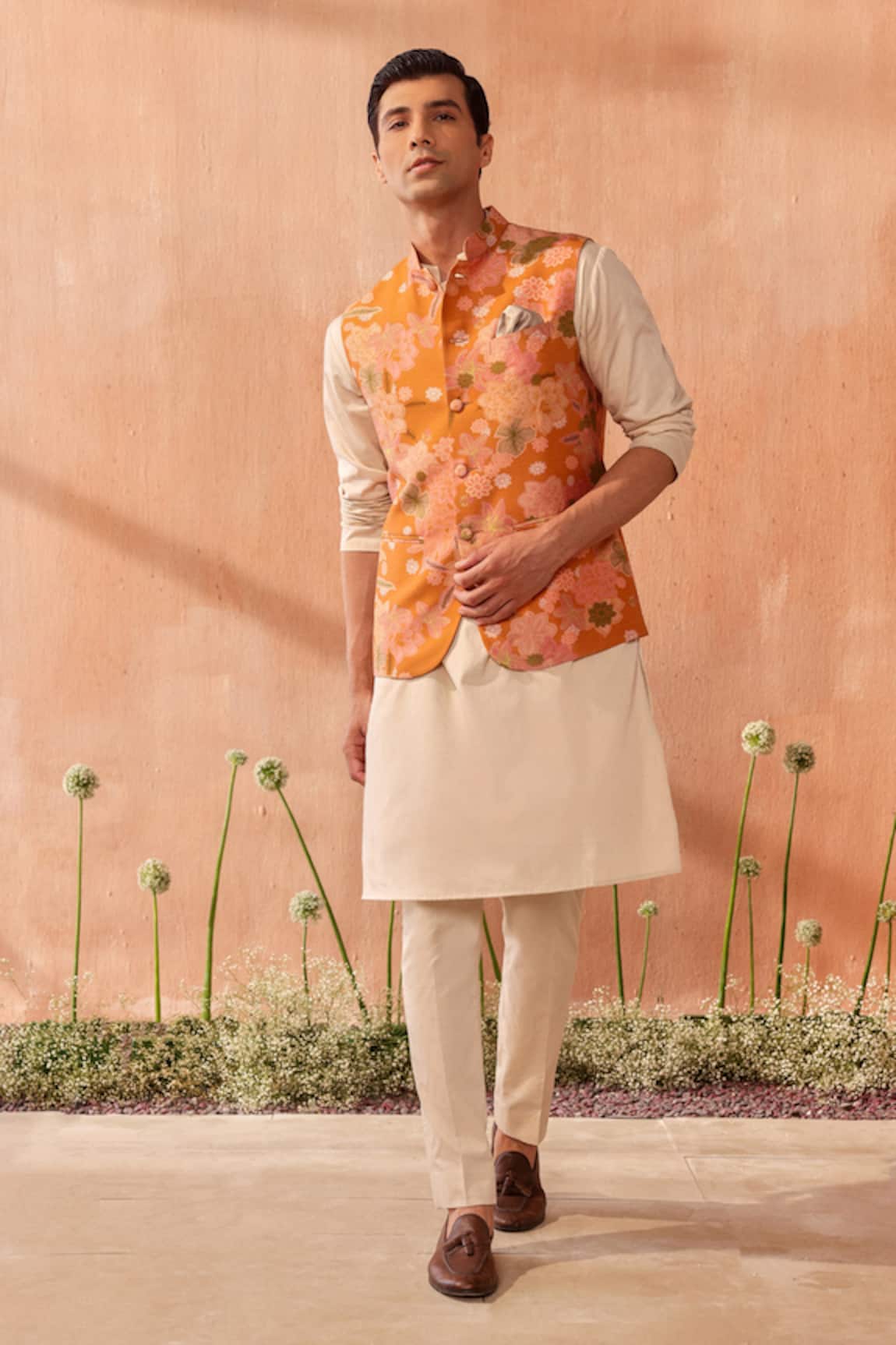 Seema Nanda Mustard Yellow Silk Chanderi Bundi