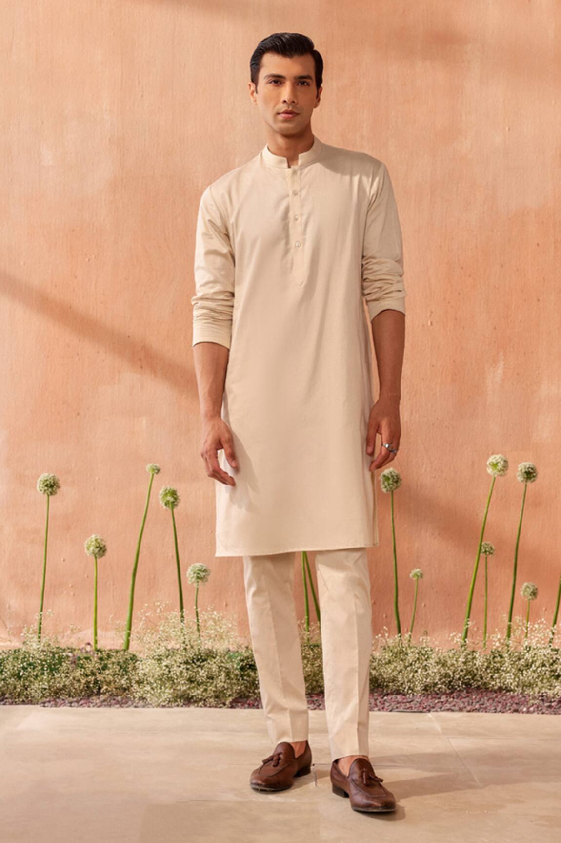 Seema Nanda Beige Giza Cotton Kurta Set