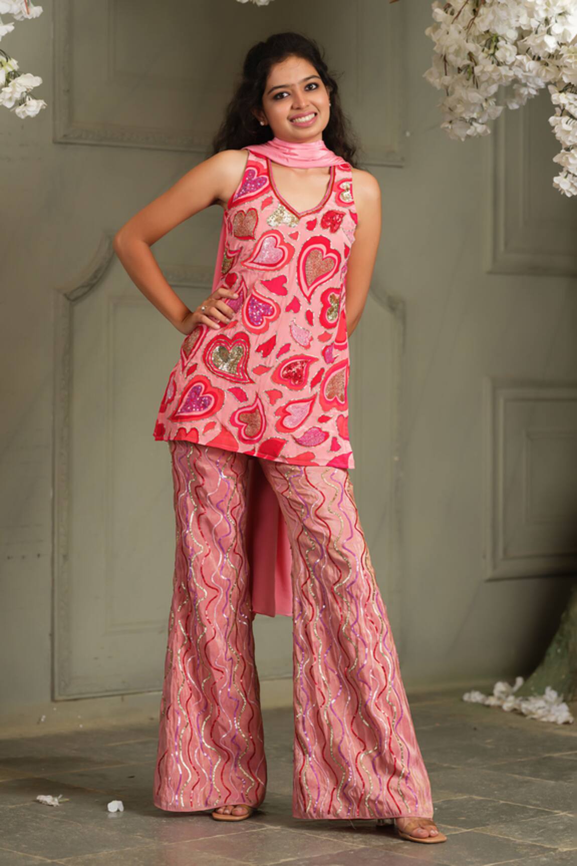 House Of Akshata Heart Embellished Co-ord Set 