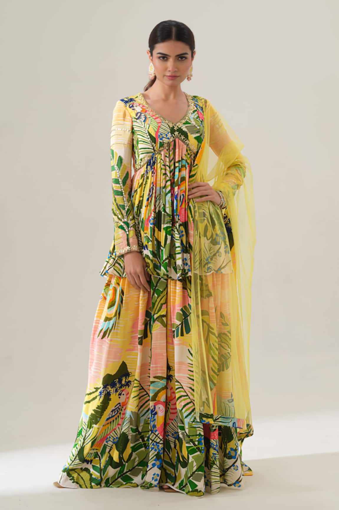 House Of Akshata Tropical Breeze Peplum Set 