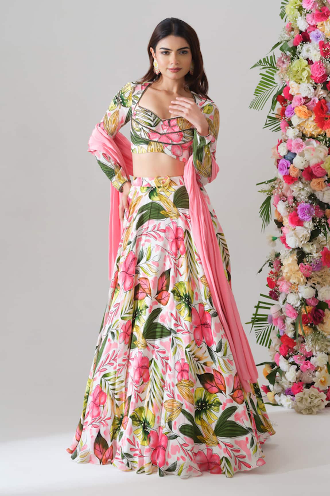 House Of Akshata Tropical Bliss Floral Lehenga Set 