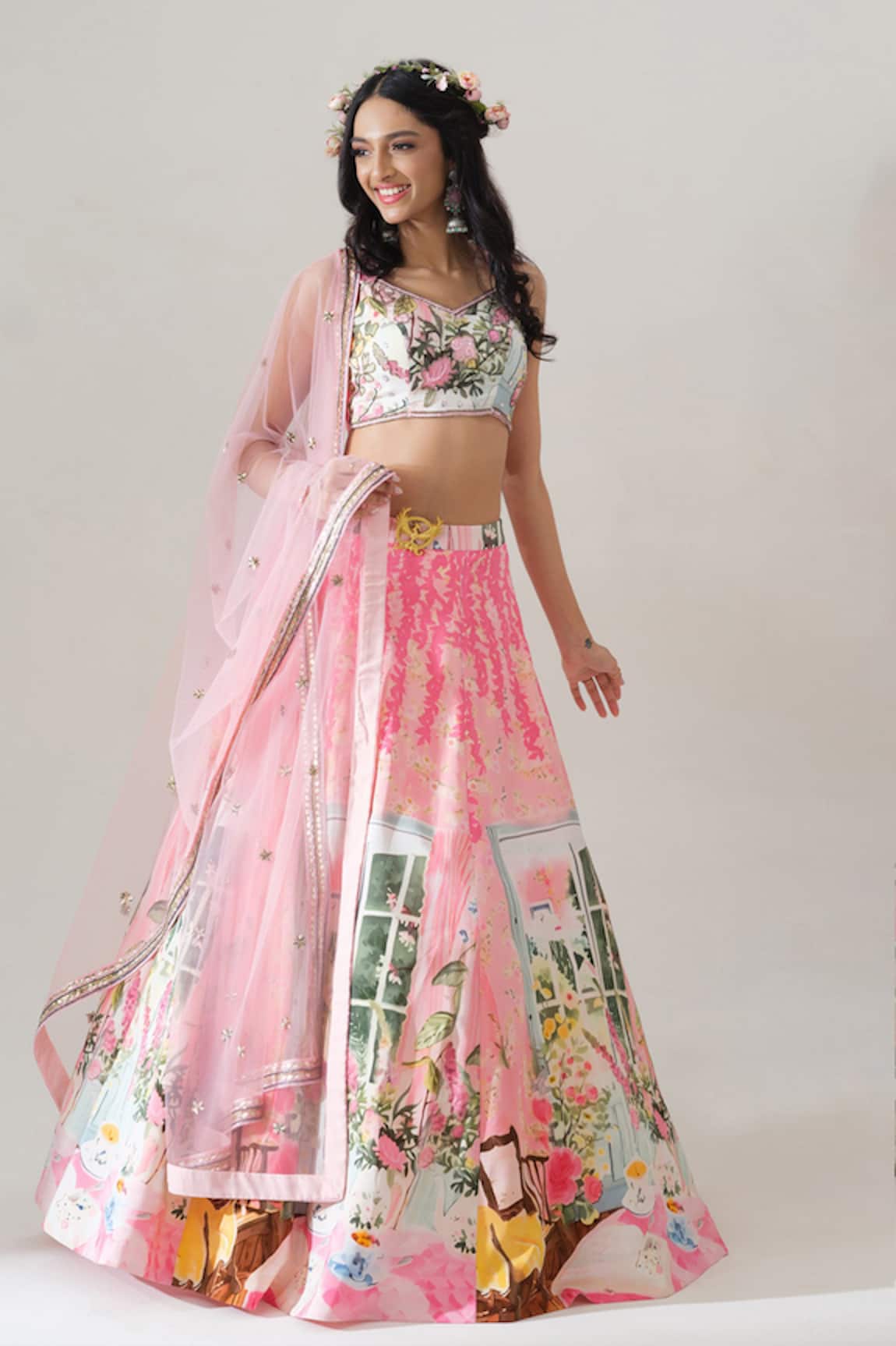 House Of Akshata Blush Garden Lehenga Set 