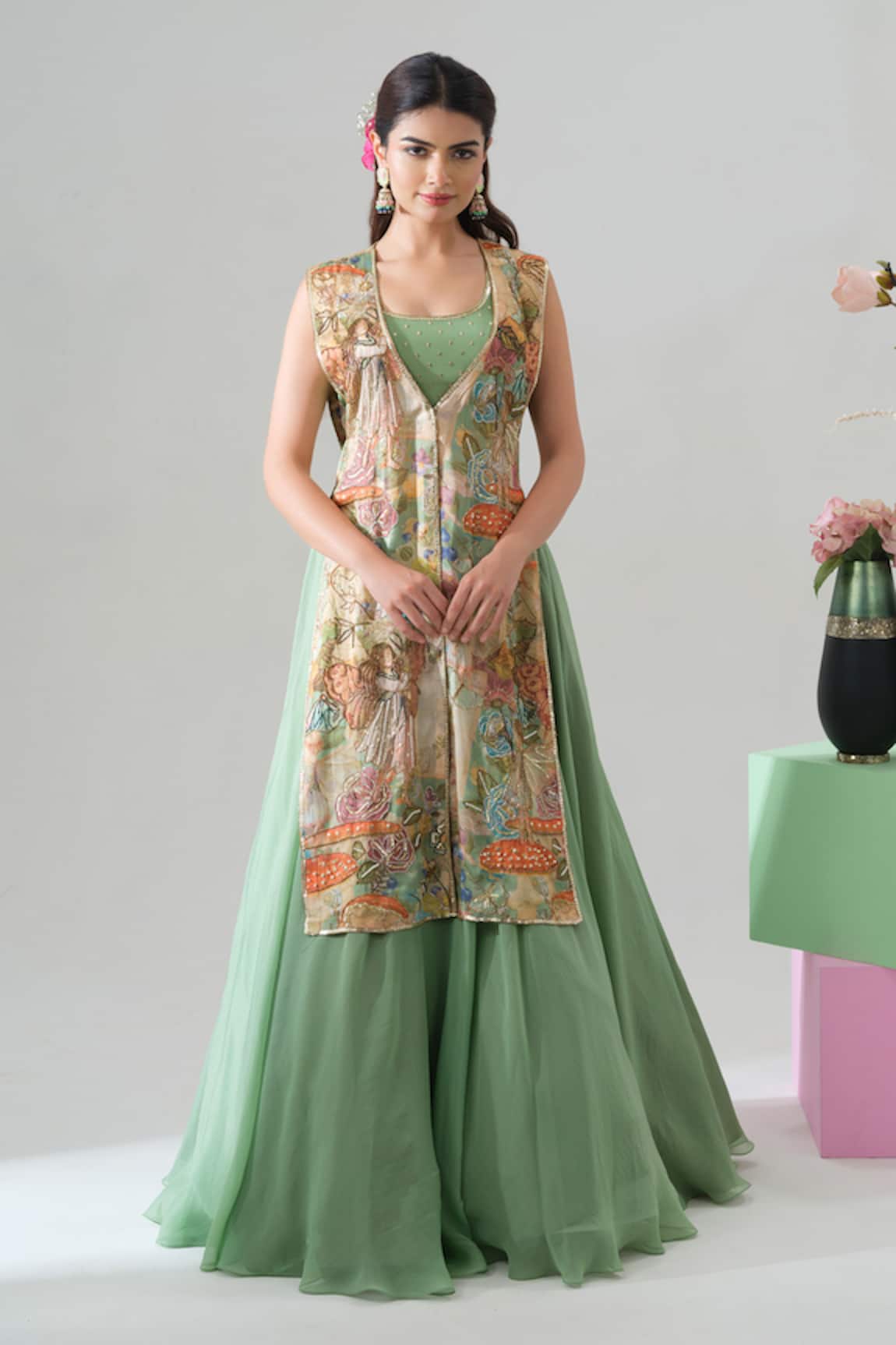 House Of Akshata Sage Serenity Lehenga Set 