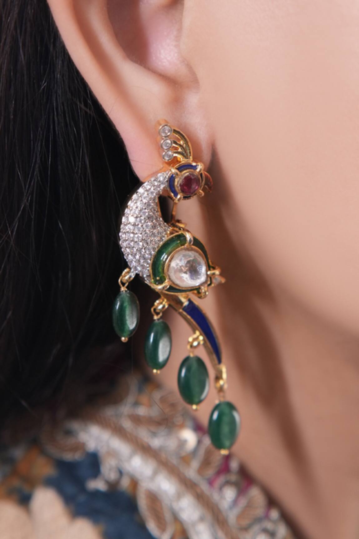 Vasundhara Saanjh Peacock Earrings 