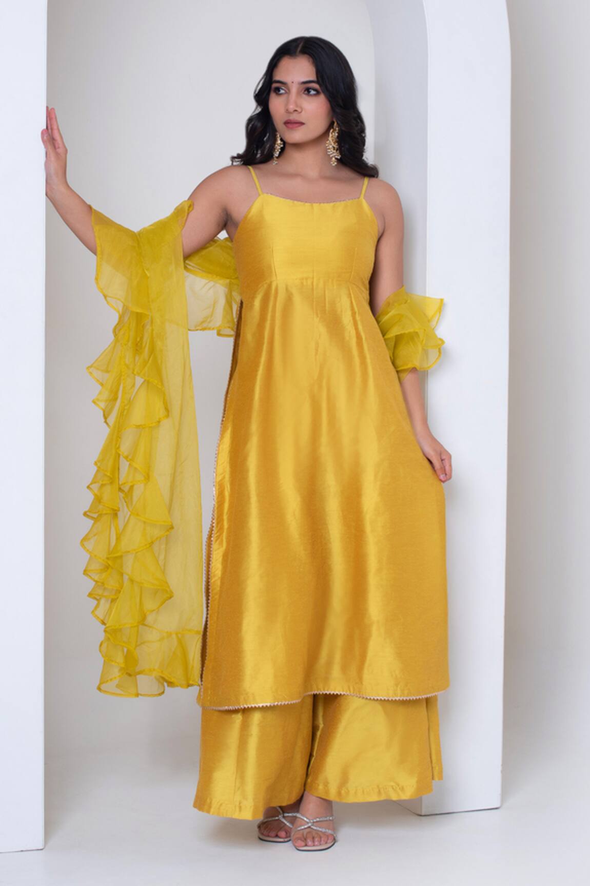 Pomcha Jaipur Yellow Gota Patti Kurta Set