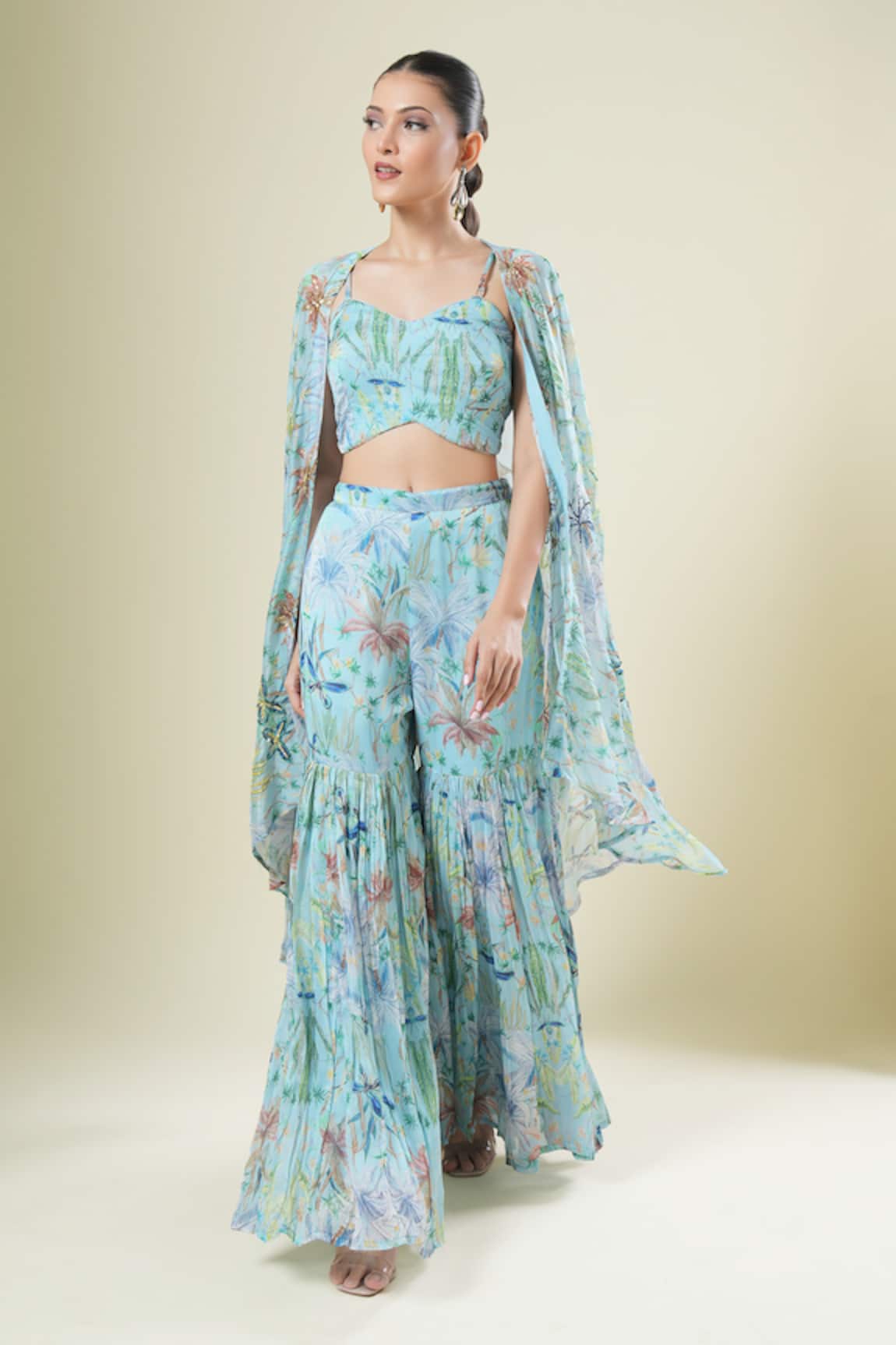 Samyukta Singhania Embroidered Cape Gharara Set 