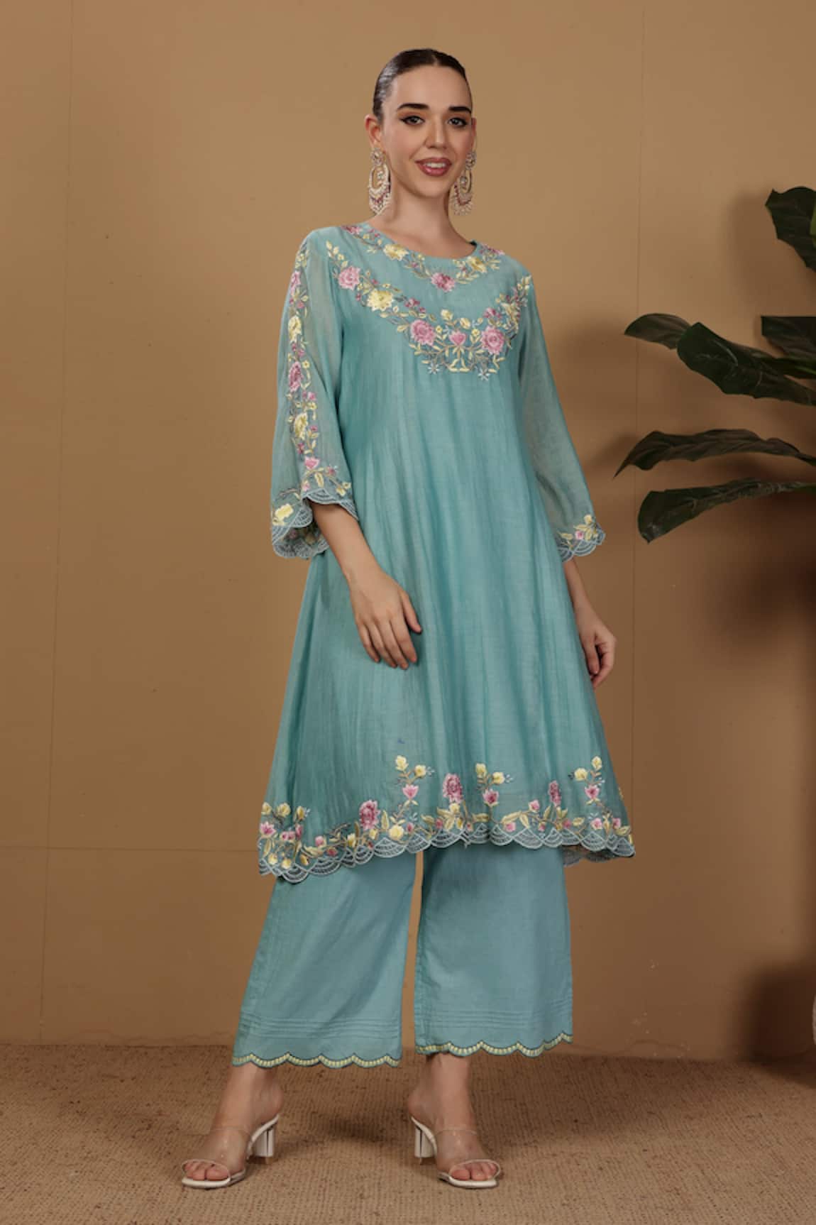 Sonali Methi Embroidered Blue Kurta Pant Set 