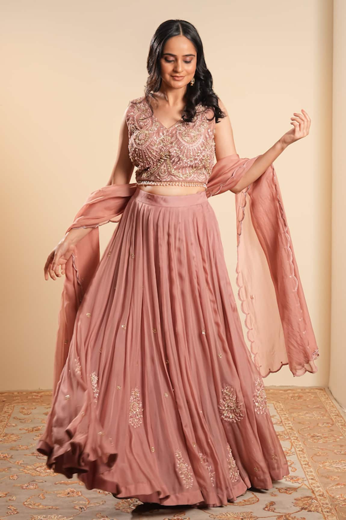Sonali Methi Designer Onion Pink Lehenga Set 