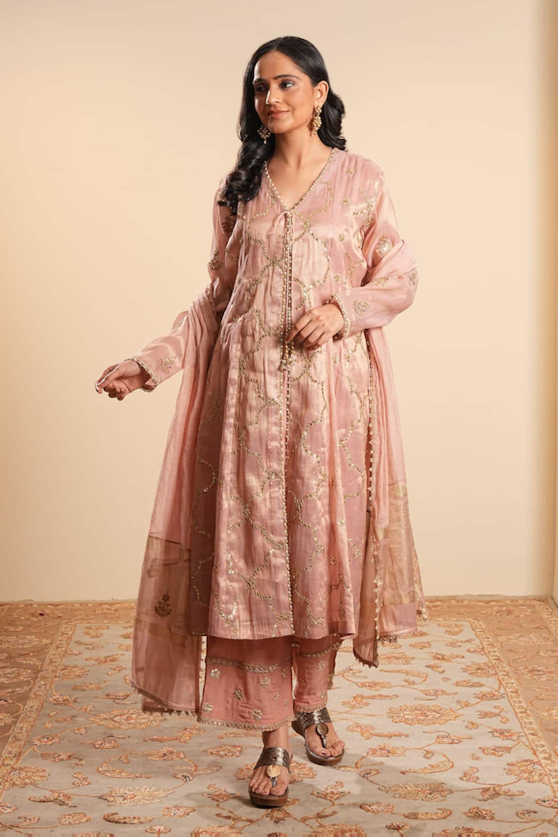 Sonali Methi Blush Pink Hand Embroidered Kurta Set 