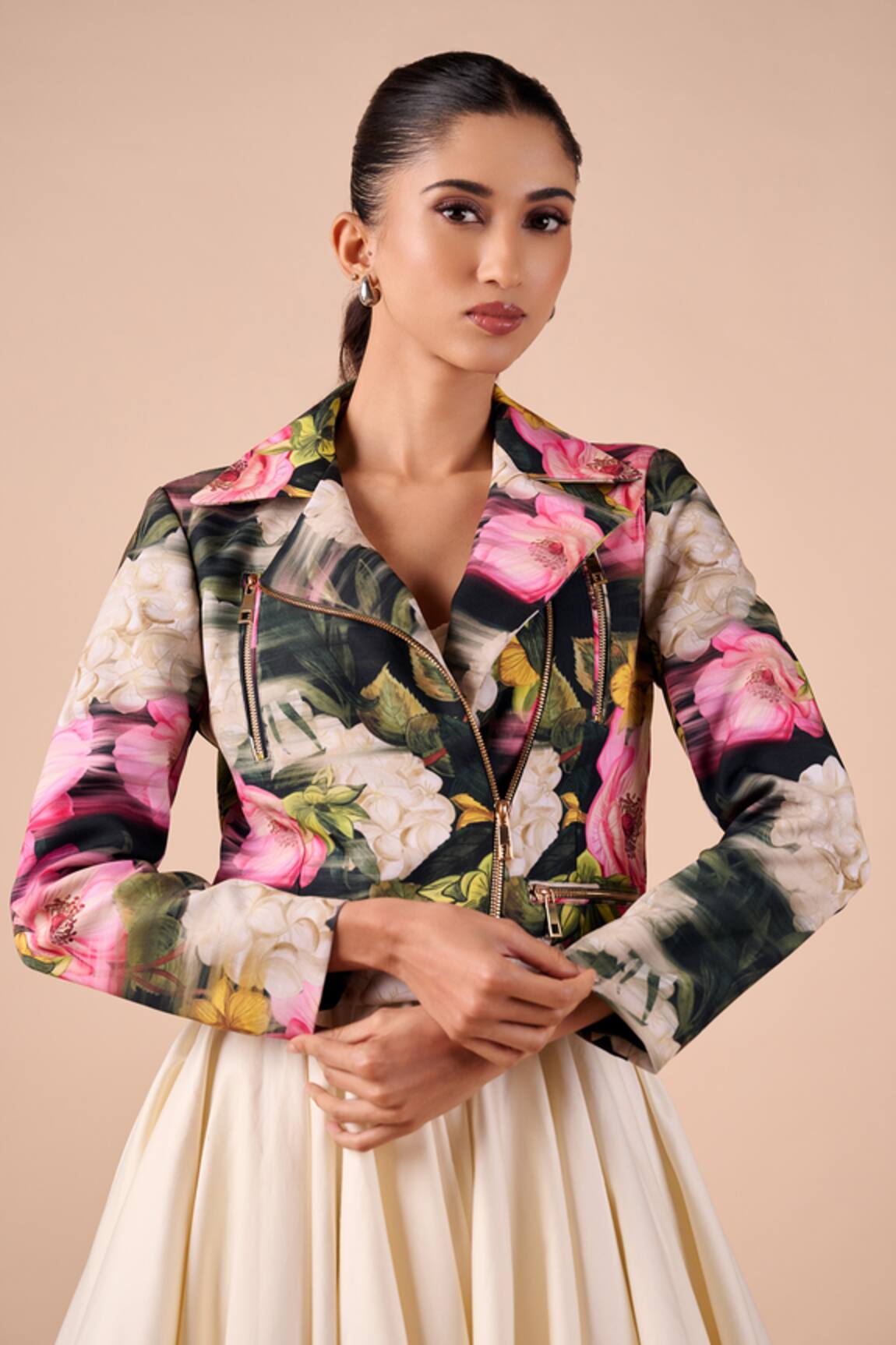 Shriya Som Multi Floral Biker Jacket