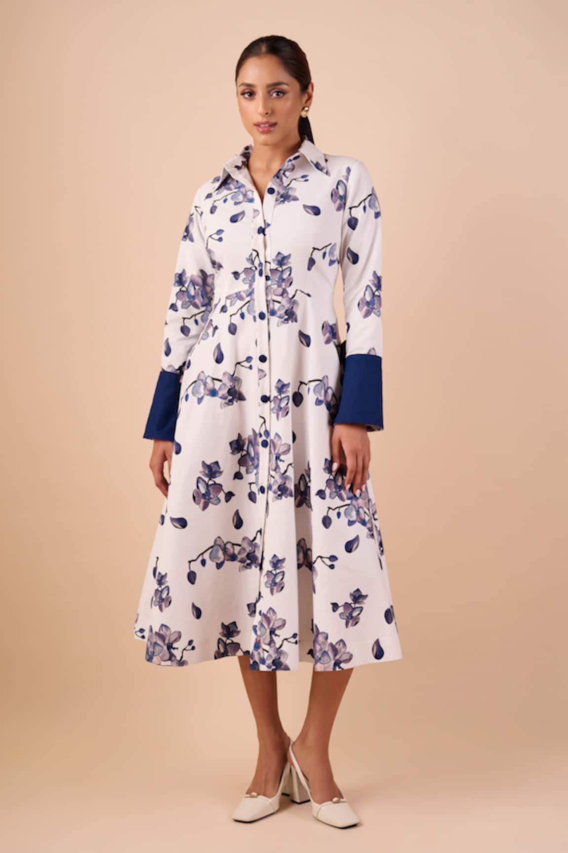 Shriya Som Orchid Print Shirt Dress 