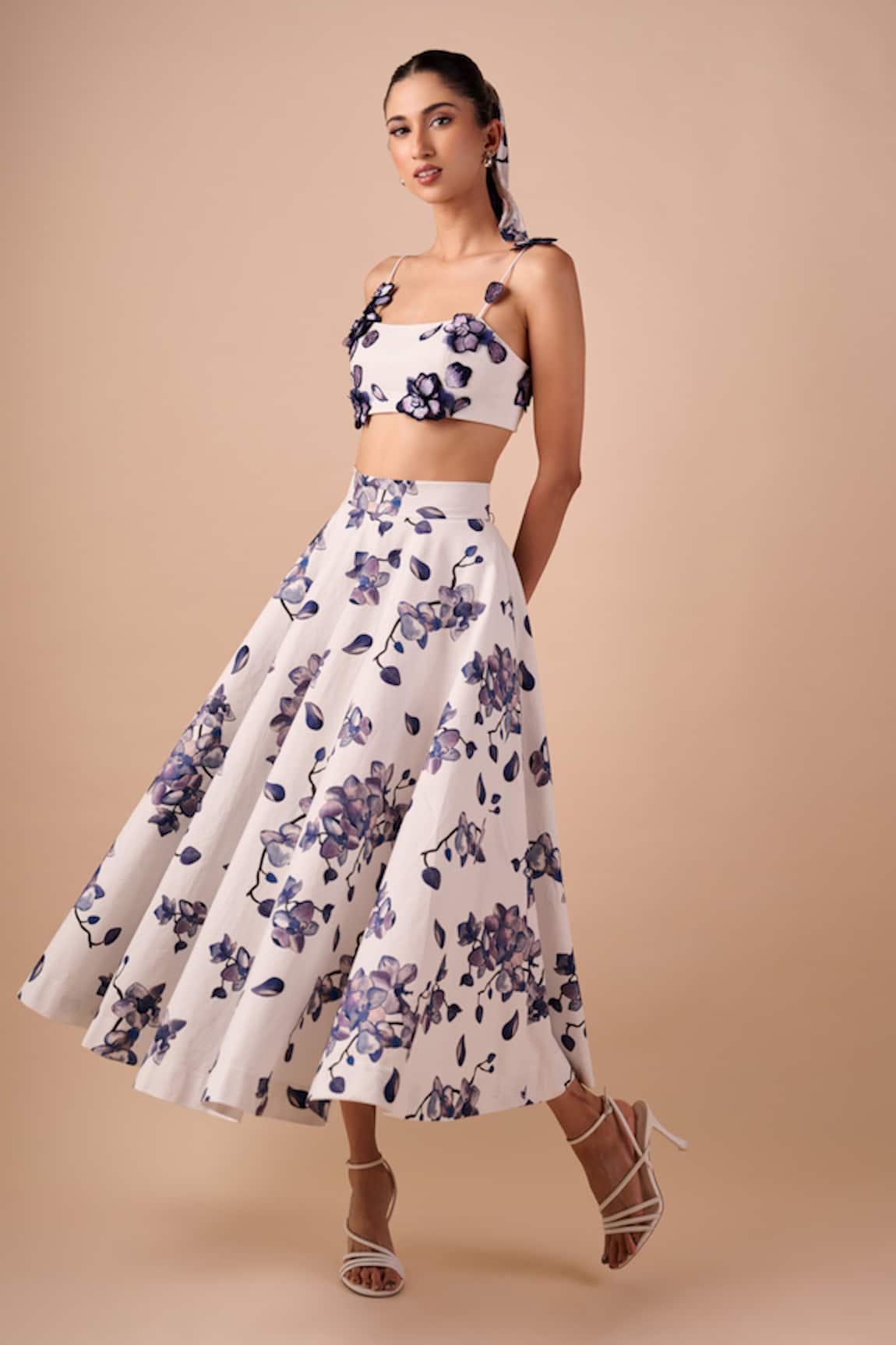 Shriya Som Orchid Print Cotton Skirt 