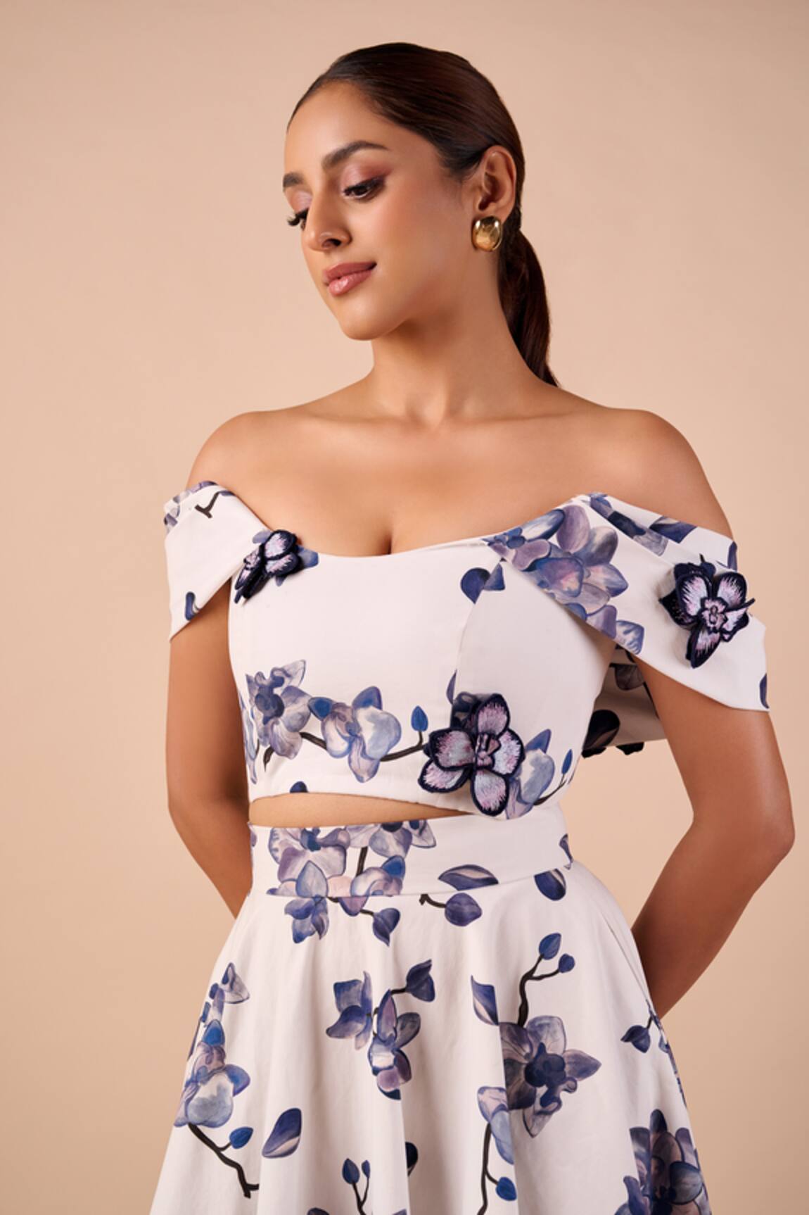 Shriya Som Orchid Off Shoulder Top 