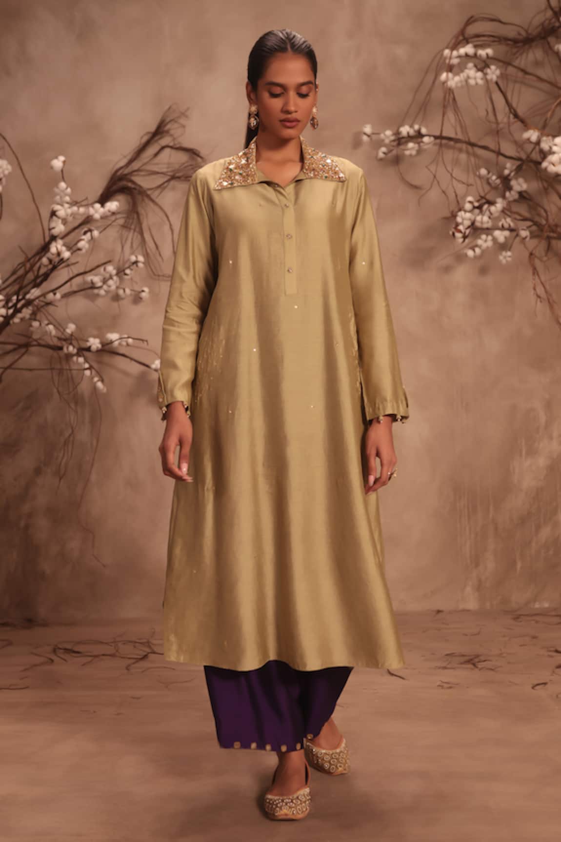 Label Niti Bothra Light Green Embroidered Kurta Set 