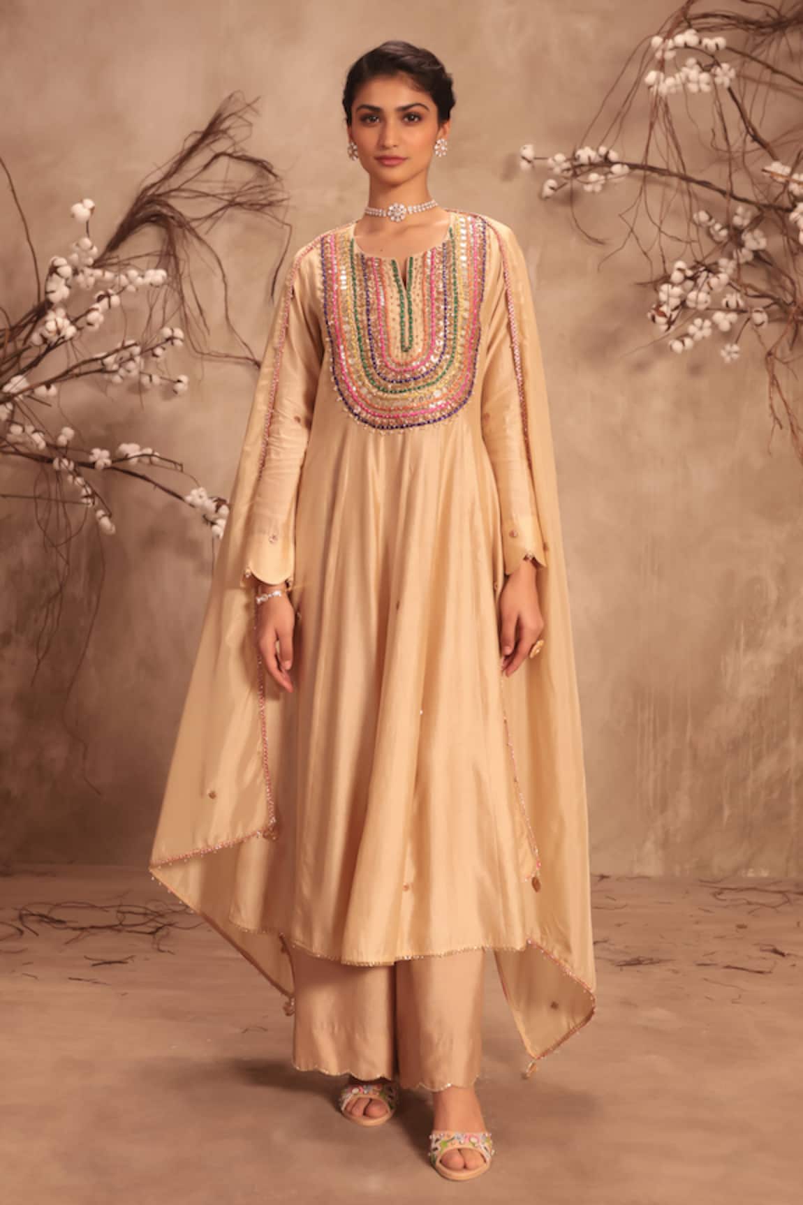 Label Niti Bothra Embroidered Kalidar Set 