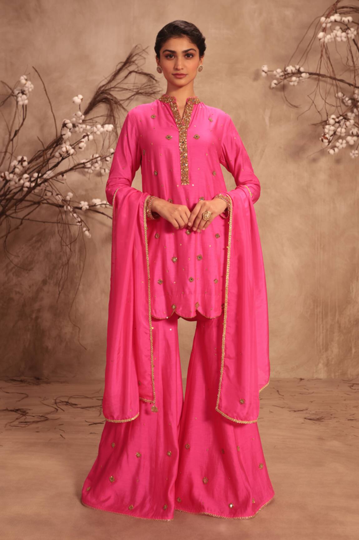 Label Niti Bothra Embroidered Hot Pink Sharara Set 