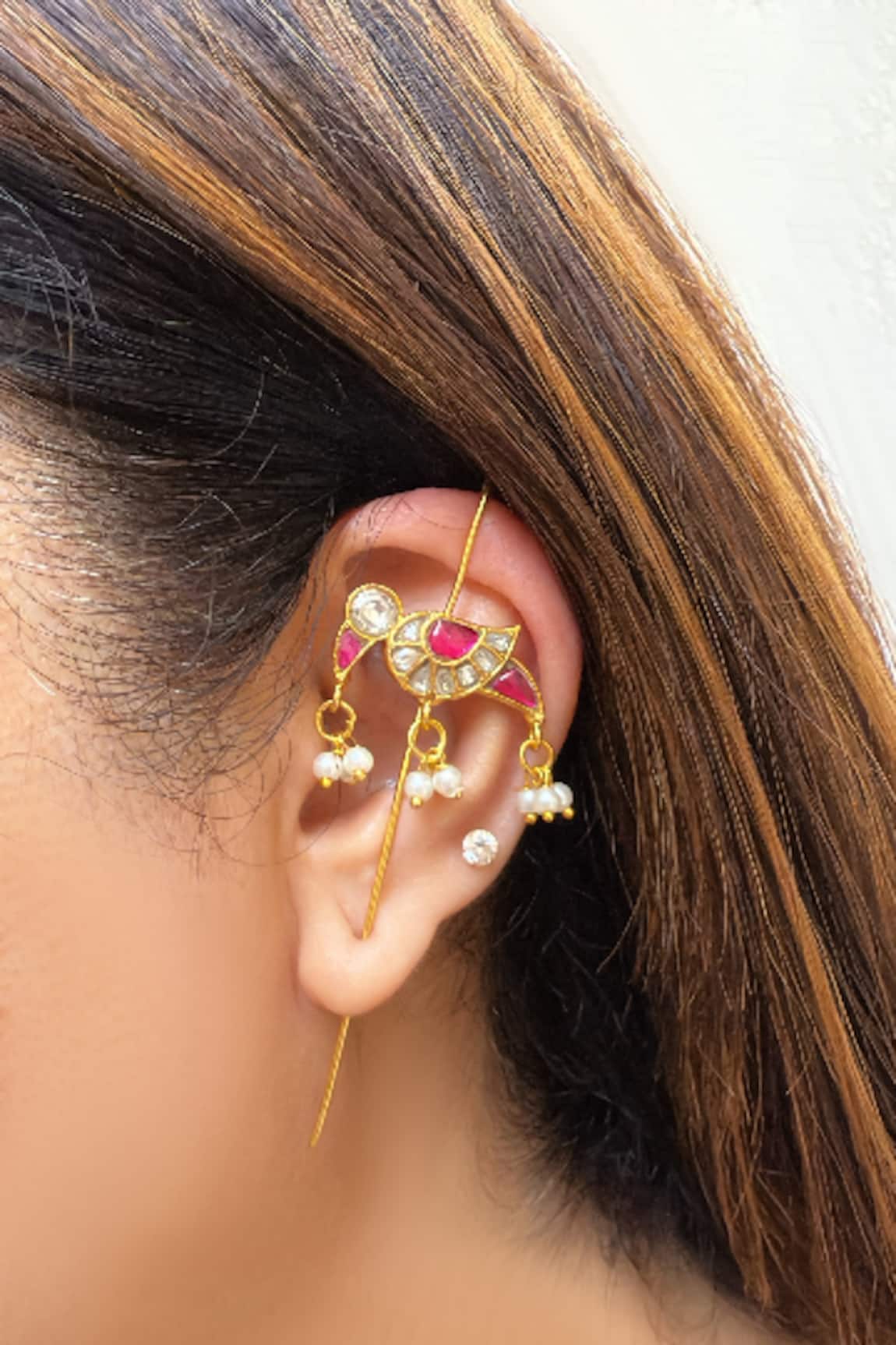 Studio6 Jewels Gold Plated Red Earrings 