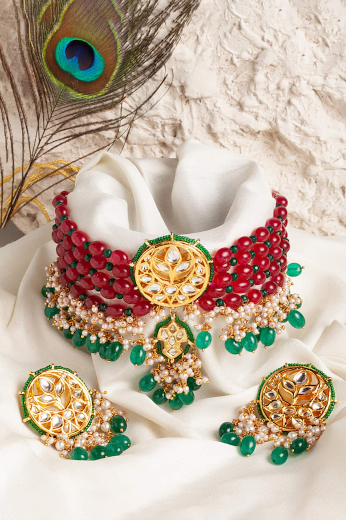 Dugran By Dugristyle Brick Chokar & Earrings Set 