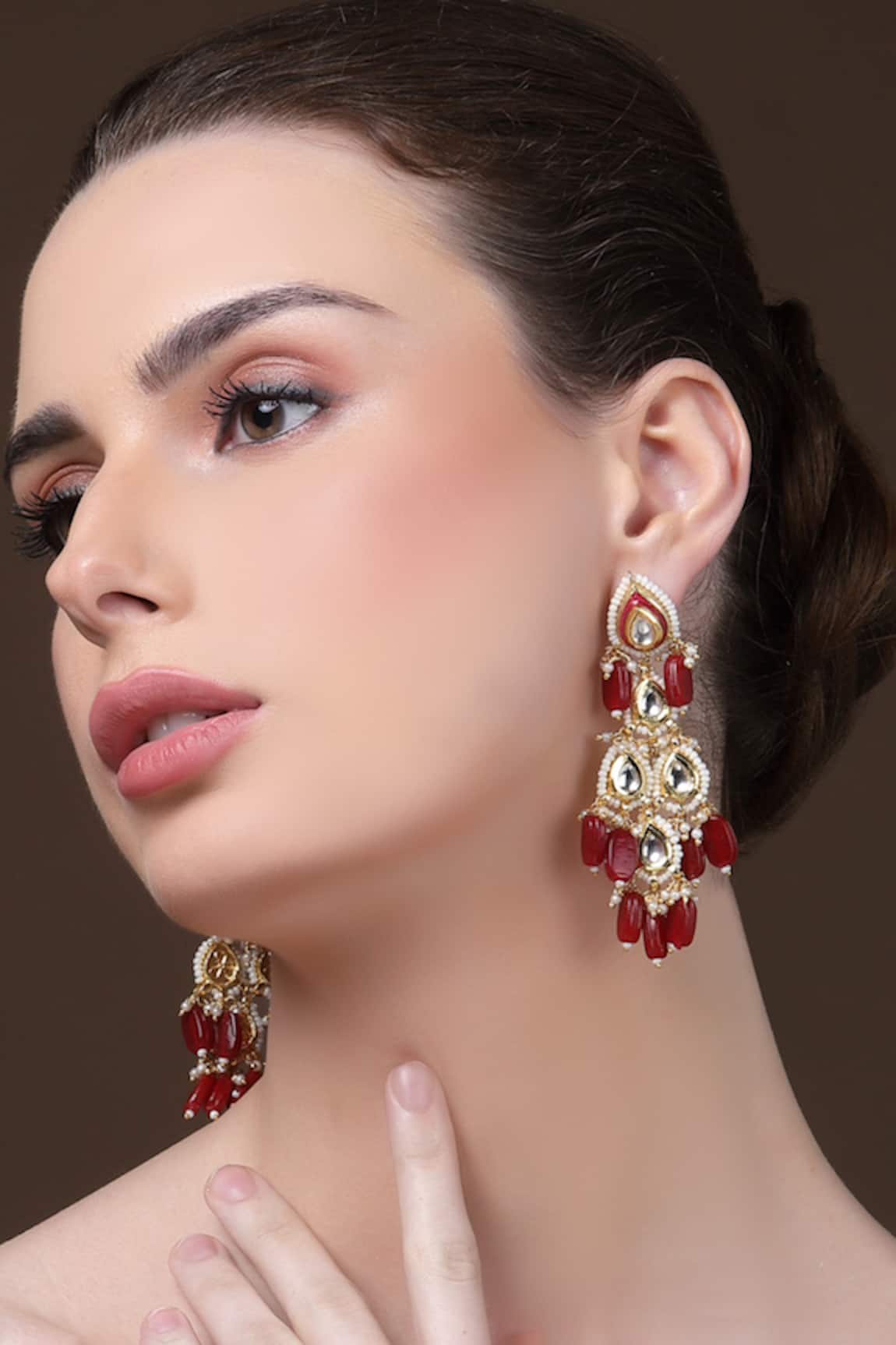 Dugran By Dugristyle Gold-Plated Aabshaar Aag Drop Earrings 