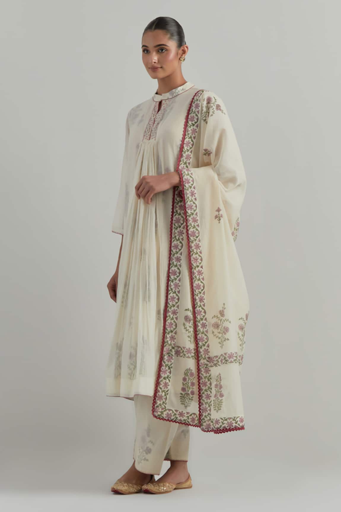 Ikshita Choudhary Chanderi Block Print Kurta Pant Set 