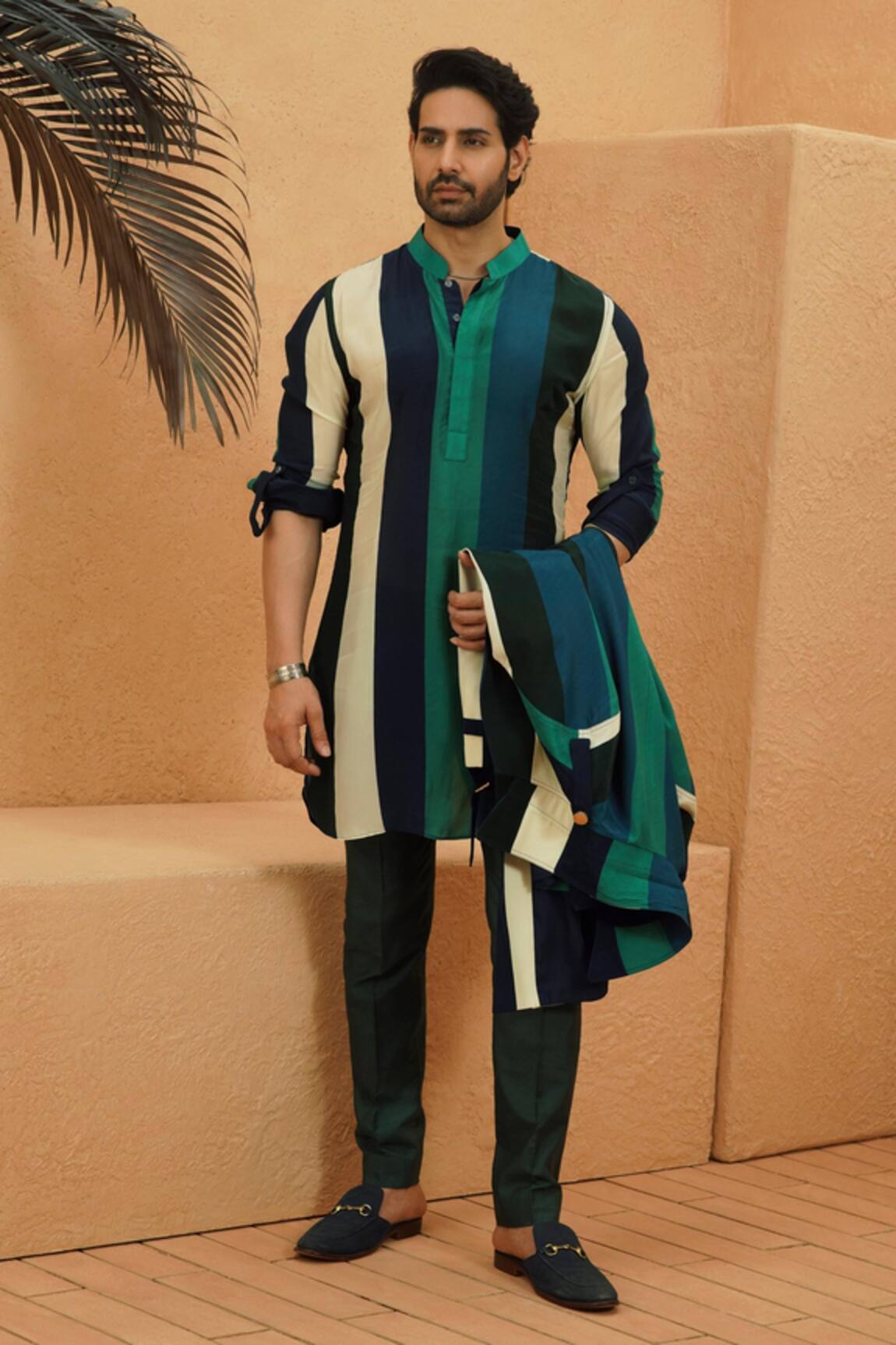 Sva By Sonam & Paras Modi Striped Crepe Kurta 