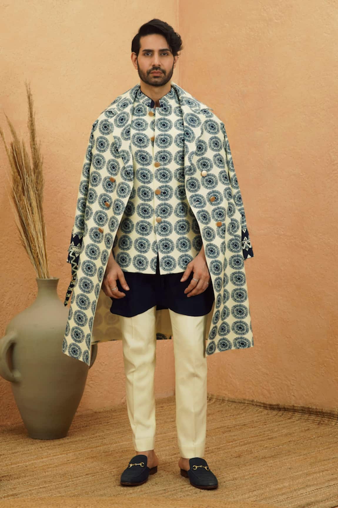Sva By Sonam & Paras Modi Midnight Blue Designer Trench Coat 