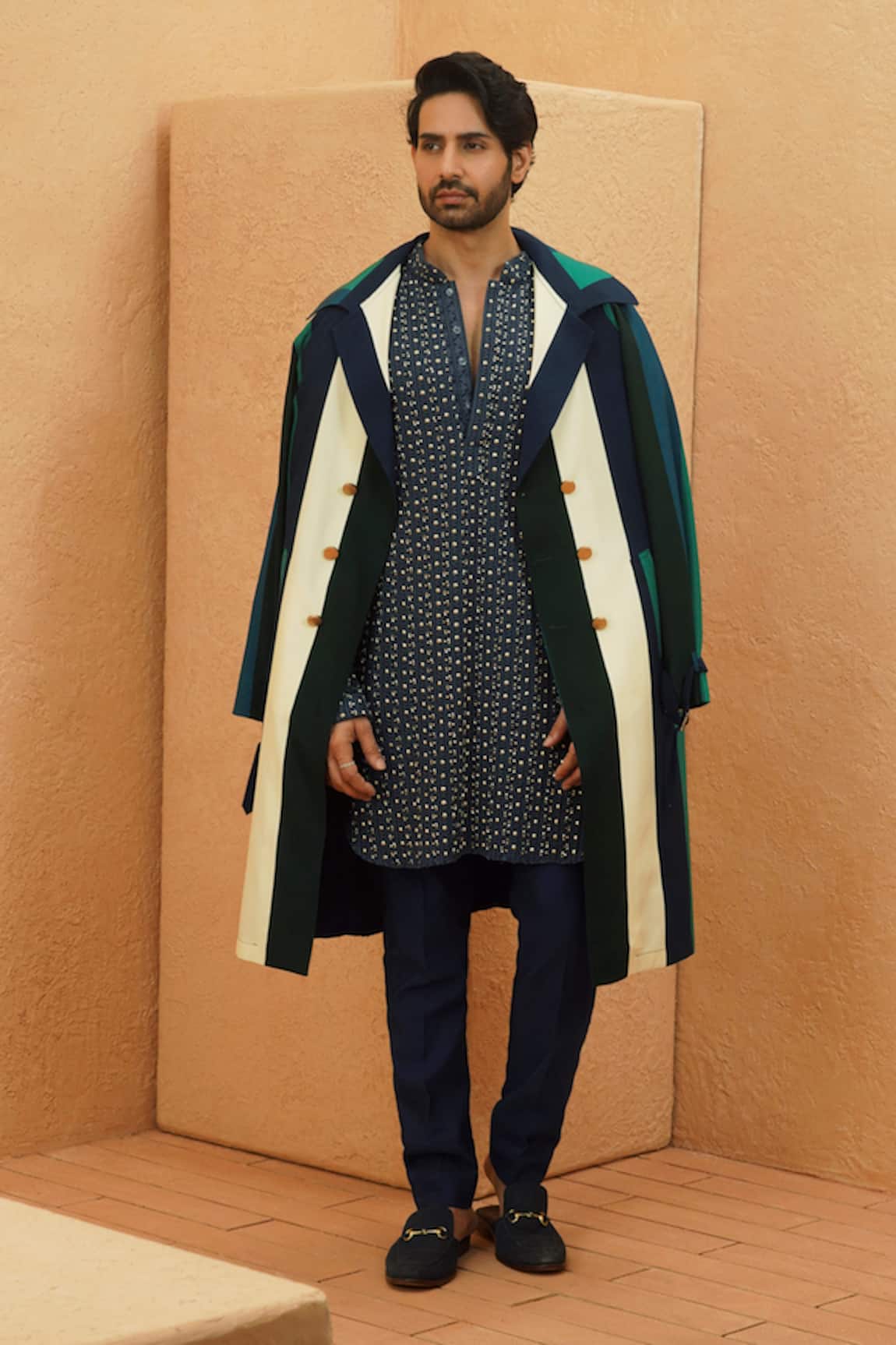 Sva By Sonam & Paras Modi Zia Stripe Trench Coat 