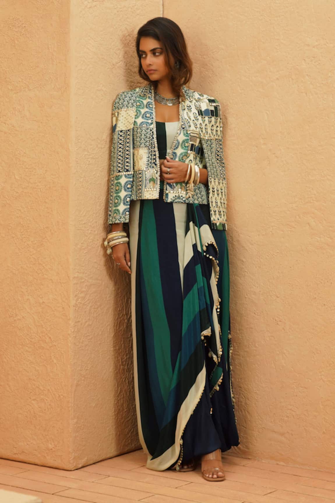 Sva By Sonam & Paras Modi Embellished Cape Jacket 